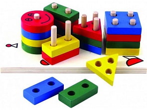 Детская развивающая игрушка "Пирамидка - Клоун" (Мир деревянных игрушек, Д224)  