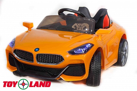 Электромобиль BMW спорт YBG5758, оранжевый, свет и звук 