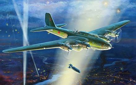 Сборная модель - Самолет советский, тяжелый бомбардировщик ТБ-7 