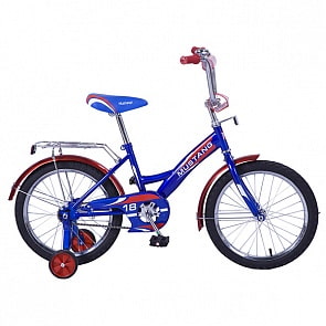 Велосипед детский Mustang с колесами 18", рама GW-тип, багажник, страховочные колеса, звонок, сине/красный (ST18006-GWsim)
