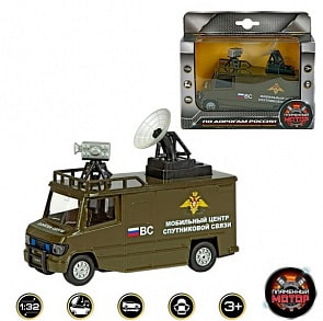 Машина металлическая инерционная - Станция спутниковой связи, открываются двери, свет, звук, 14 см. (Пламенный мотор, 870064)