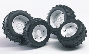 Bruder. Шины для системы сдвоенных колес с белыми дисками (Bruder, 02-014) 