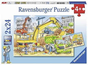 Пазл - Стройка за окном, 2 пазла по 24 детали (Ravensburger, 07800)