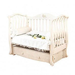 Кроватка детская Красная Звезда С 757 Юлиана, резьба №8 накладка №22 Мишка на облаке, античный белый (Красная Звезда, КЗ-С 757_античный белый)