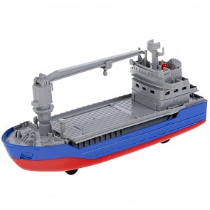 Транспортный корабль 17 см синий подвижные детали металлический инерционный (Технопарк, CRANEBOAT-17-BUWH)