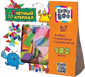 Магнитный конструктор - Счетный материал, 182 детали (KRIBLY BOO, 47093)