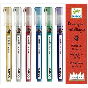 Фломастеры, 6 штук, цвет металлик (Djeco, 08870k)