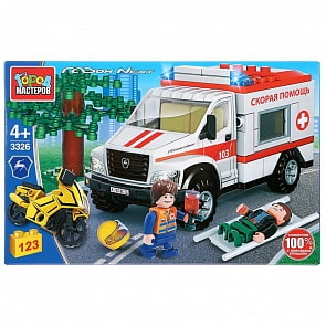 Конструктор Газ Некст: авария с мотоциклистом, с фигурками, 123 детали (Город мастеров, 3326-KK)