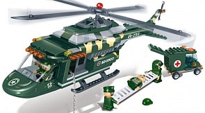 Конструктор с аксессуарами - Военный вертолёт-спасатель (BANBAO, 8253)
