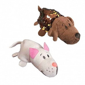 Плюшевая игрушка из серии Вывернушка Блеск с пайетками 2в1 Котик-Щенок, 12 см. (1toy, Т15678)