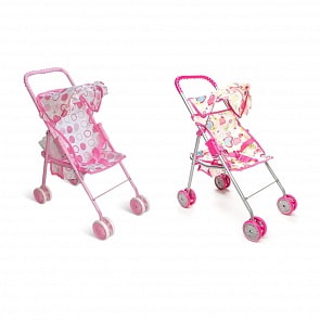 Коляска для кукол четырехколесная прогулочная с козырьком (1toy, Т52259) (ассортимент)