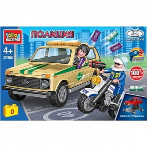 Конструктор Полицейская погоня за угнанной Lada 4x4 81 деталь (Город мастеров, 3198-CY)