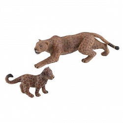 Фигурка - Леопард с детенышем (Игрики ZOO, TAV005_5) - миниатюра