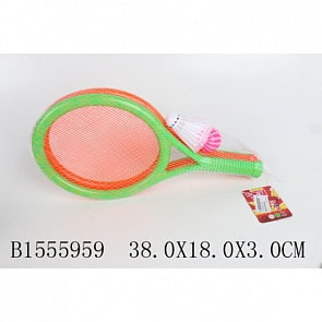 Набор из 2 ракеток 38 см., с воланом и мячом, в сетке, несколько цветов (B1555959sim)