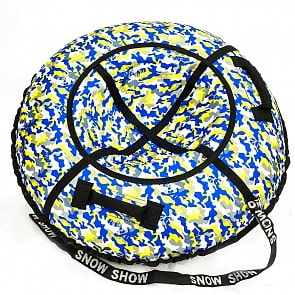 Санки надувные тюбинг дизайн - Камуфляж сине-желтый, диаметр 105 см. (RT, 6741RT)