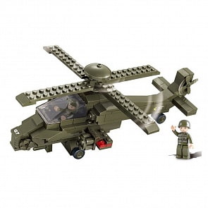 Конструктор – Вертолет военный с фигурками, 199 деталей (Sluban, M38-B0298)
