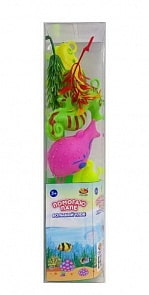 Рыбалка Большой улов с 1 удочкой, 3 фигурками морских обитателей и аксессуарами, в тубе (Abtoys, PT-01293/1)