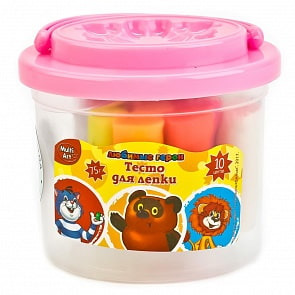 Тесто для лепки Союзмультфильм, 10 емкостей и формочка, разные цвета (Multiart, 75101-CRT) (ассортимент)