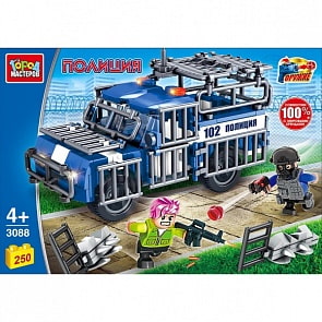 Конструктор - Полицейская машина, с фигурками, 250 деталей (Город мастеров, 3088-JM)