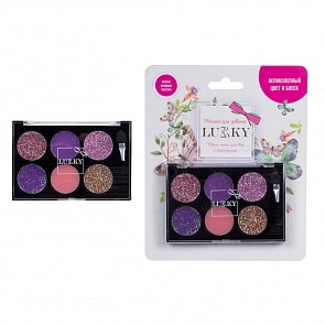 Крем-тени для век с блёстками, аппликатором, 6 цветов - сиреневый, розовый, фуксия, фиолетовый, светло-розовый, золотой (Lukky, Т16127)