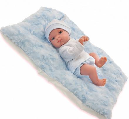 Кукла Пепито мальчик на голубом одеяле, 21 см 
