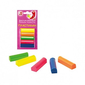 Пластилин флуоресцентный 5 цветов, на блистере (Луч, 12С764-08)