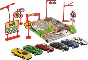 Набор машинок с аксессуарами, 1:64, 6 штук (Junfa, JH933-K6)