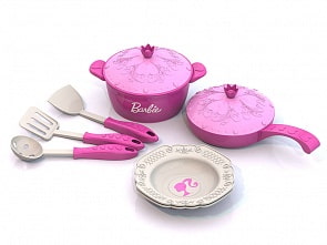 Набор кухонной посудки Barbie - 9 предметов в сетке (Нордпласт, Н-637)