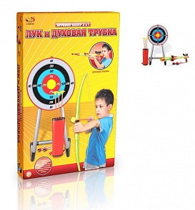 Лук со стрелами на присосках, колчаном и духовой трубкой (ABtoys, S-00059)