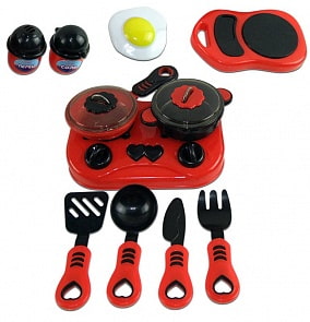 Набор посуды для кухни с продуктами, в наборе 13 предметов, серия «Помогаю Маме» (Rinzo/Abtoys, PT-00321)