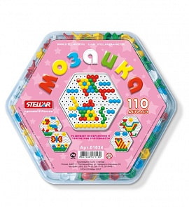 Мозаика, диаметр 13 мм., 110 деталей, шестигранная коробка (Stellar, 01034_stell)