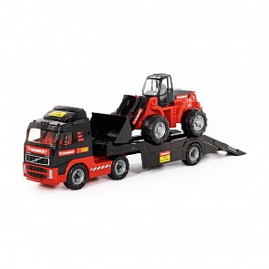 Автомобиль-трейлер Mammoet Volvo и трактор-погрузчик (Полесье, 56825)