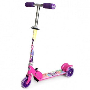 Самокат 3-колесный складной из серии Hasbro My Little Pony с алюминиевым корпусом, пластиковыми светящимися колесами 120 мм. (ST-ALU-2RW-MLP-2sim)