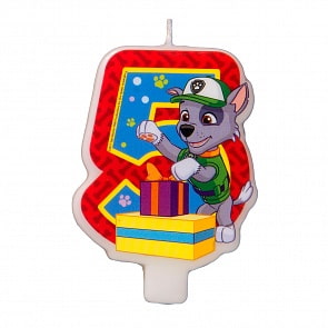 Свеча-цифра №5 Щенячий патруль, 8 см (Росмэн, 31357)