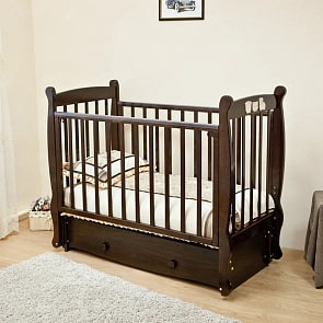 Кровать детская Красная Звезда С 717 Елисей, резьба  со стразами №5 Паровозик, шоколад (Красная Звезда, КЗ-С 717_шоколад)