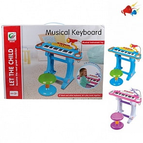Синтезатор на батарейках со светом, микрофоном и стулом BB386 (S+S Toys, 101038319) (ассортимент)