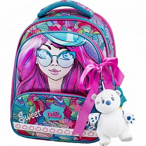 Ранец DeLune 9-122 с мешком для обуви, жестким пеналом, мягкой игрушкой - мишкой и ленточкой (Winner, 9-122)