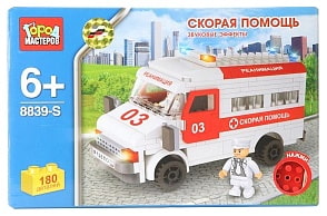 Конструктор «Скорая Помощь» со звуком, 180 деталей (Город Мастеров, BB-8839-RS)