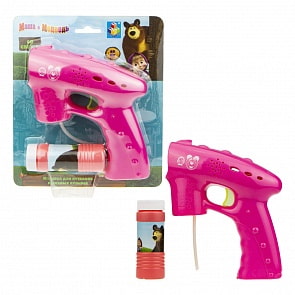 Пистолет для пускания мыльных пузырей - Маша и Медведь, 60 мл, свет (1Toy, Т17304)