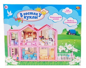 Дом с мебелью и человечками - В гостях у куклы, 136 деталей (ABtoys, PT-00771(WK-B7954)