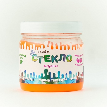 Слайм – Стекло Party Slime, неон оранжевый, 400 грамм  