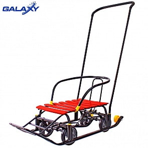 Снегомобиль на больших мягких колесах - Snow Galaxy Black Auto, красные рейки (R-Toys, 6700RT)