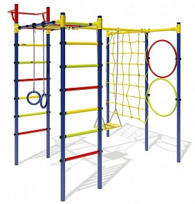 Детский спортивный комплекс Маугли - 15-01, синий с разноцветными ступенями (Маугли, 15-01)