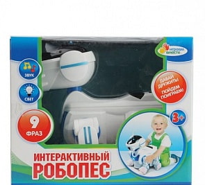 Собака-робот интерактивная, со световыми и звуковыми эффектами, русифицированная (Играем вместе, B747268R-Rsim)