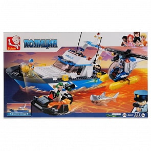 Конструктор – Полицейский катер с фигурками и аксессуарами, 347 деталей (Sluban, M38-B0657)