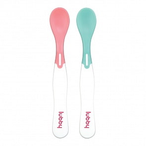 Набор 2 термочувствительных ложек, цвет розовый/зеленый (Lubby, 7318/144/12_розовый/зеленый)