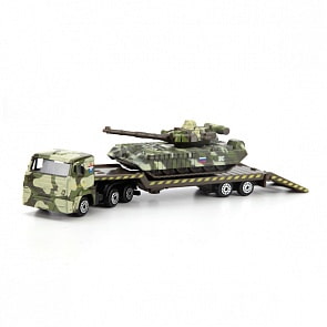 Транспортер Камаз с машинкой, 7,5 см, металл, несколько видов (Технопарк, SB-15-04-4-WB)
