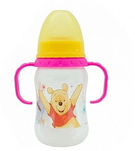 Бутылочка для детского питания - Медвежонок Винни, с силиконовой соской, желтый (Lubby, 13606/144/12_желтый)