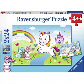 Пазл - Сказочный единорог, 2 пазла по 24 детали (Ravensburger, 07828)