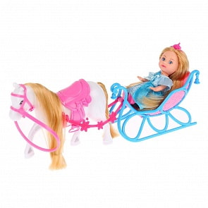 Кукла - Машенька, 12 см, в санях с лошадью, аксессуары (Карапуз, MARY87023-BB (18)